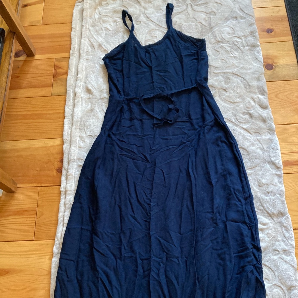 Rayon long navy dress